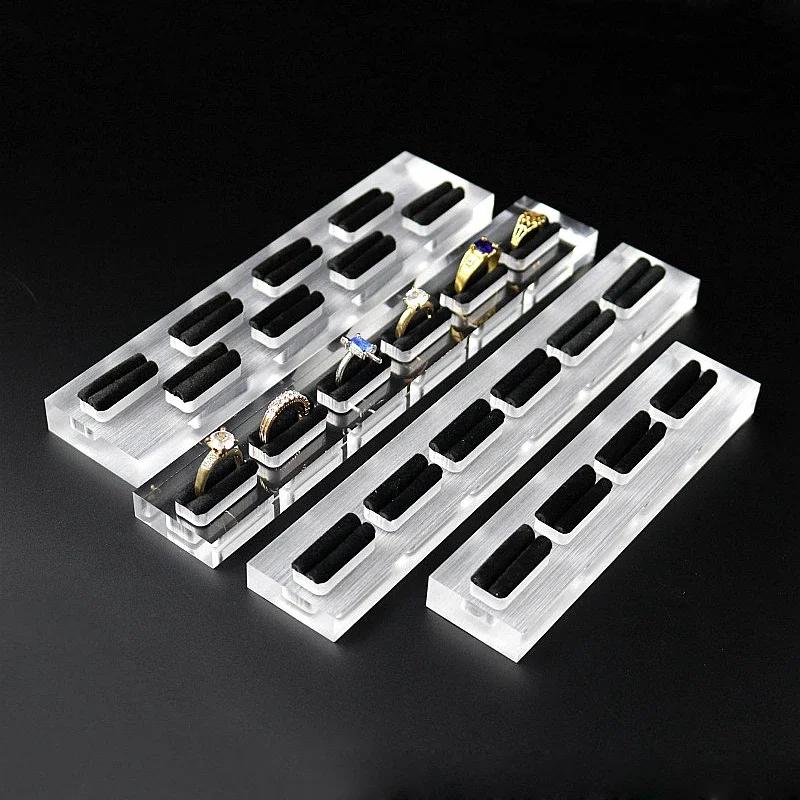 Clear Acrylic Jewelry Ring Display Stand Holder Store Jewellry Finger Ring Storage Organizer Riser Dresser Top Support Showcase