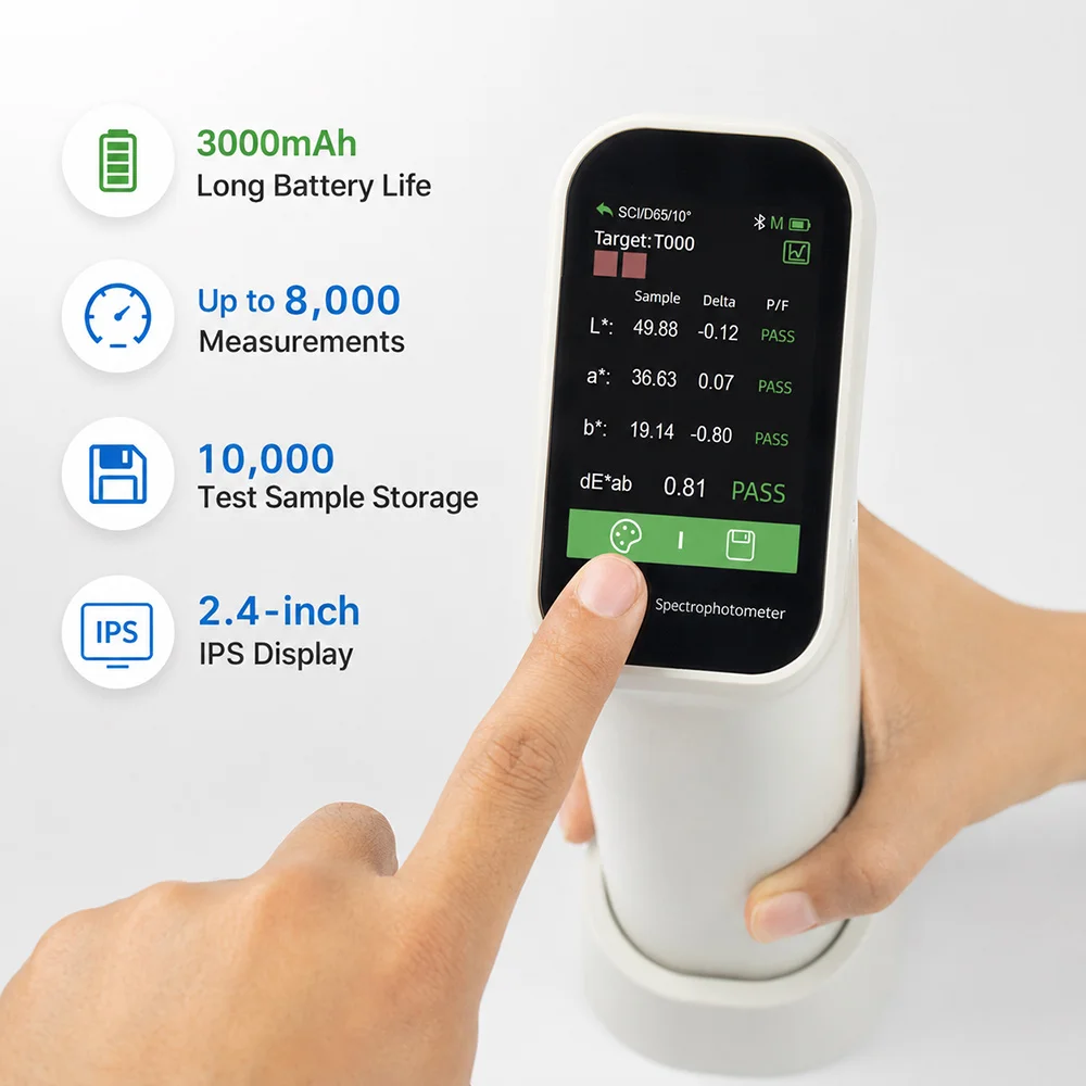 CHNSpec DS-100 Portable Colorimeter, Touch Screen dE*ab and Lab Color Tester for Paint, Printing, Plastic and Textile view 3