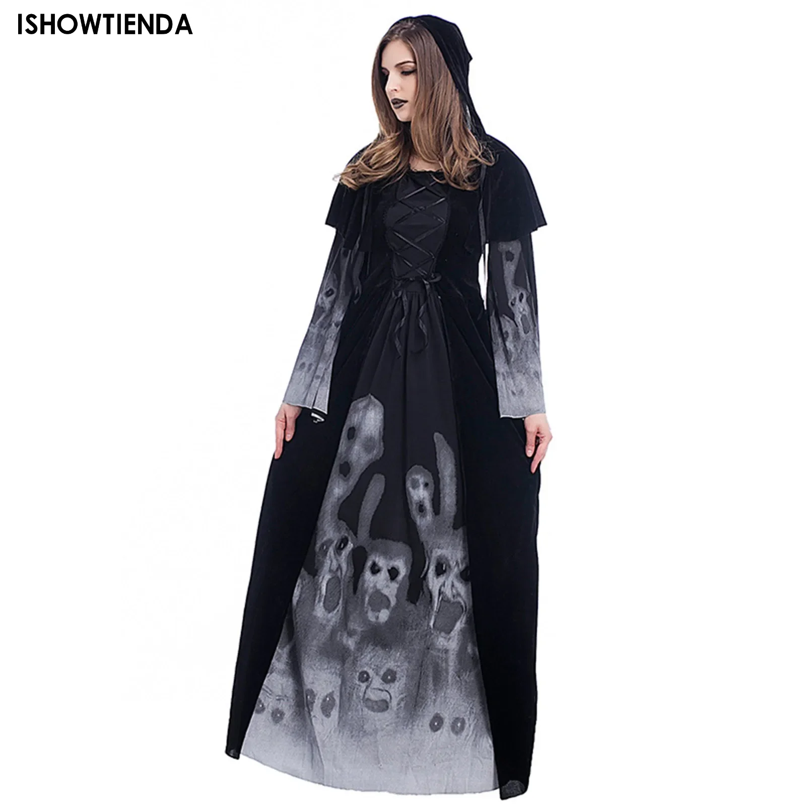 

2024 Halloween New Costume Skull Print Witch Queen Costume Halloween Scary Witch Costume Witch Halloween Costumes For Women