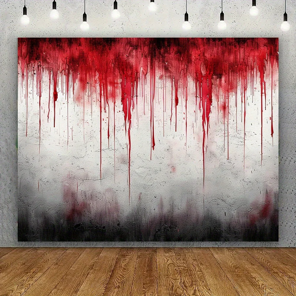 قطعة قماش خلفية شبحية لقطرة الدم للهالوين - قطعة واحدة من ديكور الحفلات بطابع زومبي من البوليستر