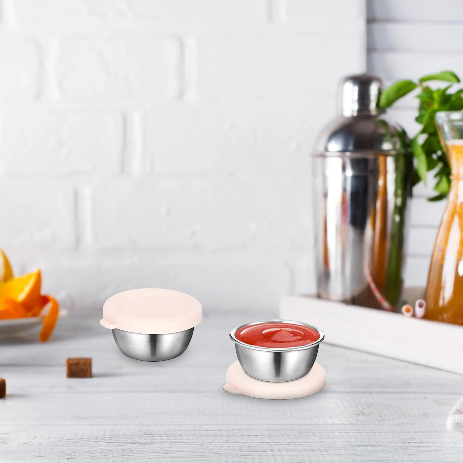 

4pcs Silicone Sauce Cups Lids Leakproof Condiment Bowl Covers Reusable Kitchen Dipping Bowl Lids Sushi Soy Dipping Bowls