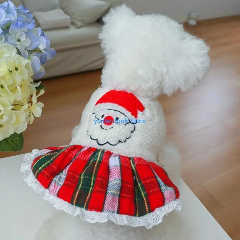 50LB Vintage Xmas Santa Holiday Festive Dog Sweater for Small Dogs Multi Sizes Santa Printed Puppy Dresses for Cats Dogs