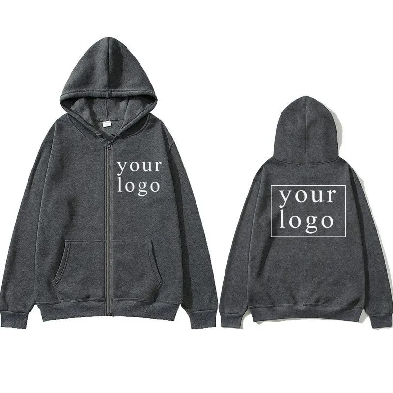 2024 nueva moda tu propio diseño marca Logo/imagen personalizada en cualquier lugar hombres mujeres DIY cremallera cardigan Sudadera con capucha