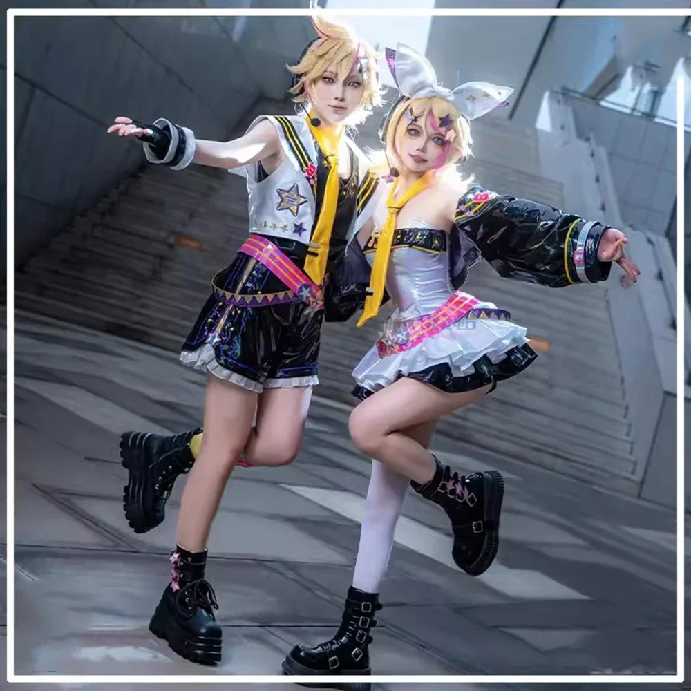 Game Muse Dash and Rin Cosplay Costume jacket skirt Mikuu Rin Len Uniform Outfits Anime Cosplay Costumes Halloween costume wig