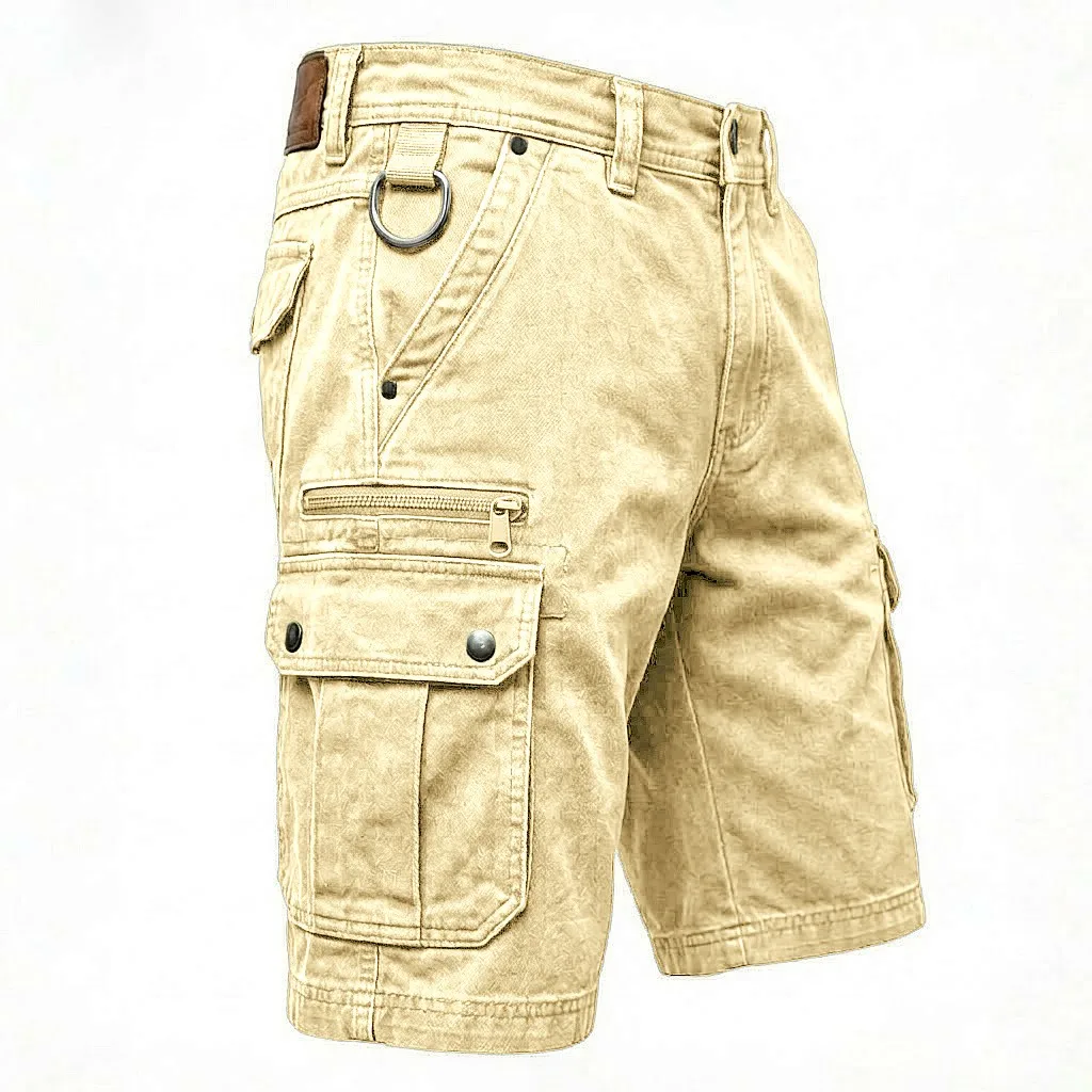 Pocket Shorts Pockets Loose Fit Streetwear with Summer Knee Length Five Inch Inseam No Stretch Pants Cargo Pockets Men Shorts