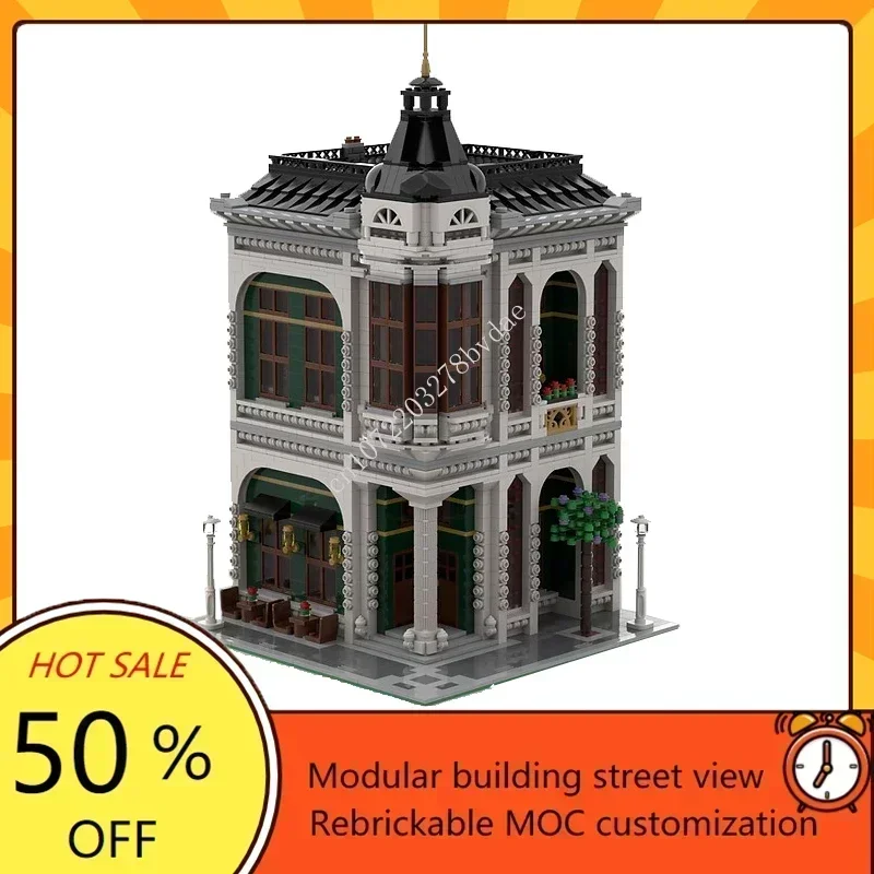 3058PCS Customized MOC Modular Emerald Restaurant Street View Model Custom Puzzle Technology   DIY Assembly Toys Gifts