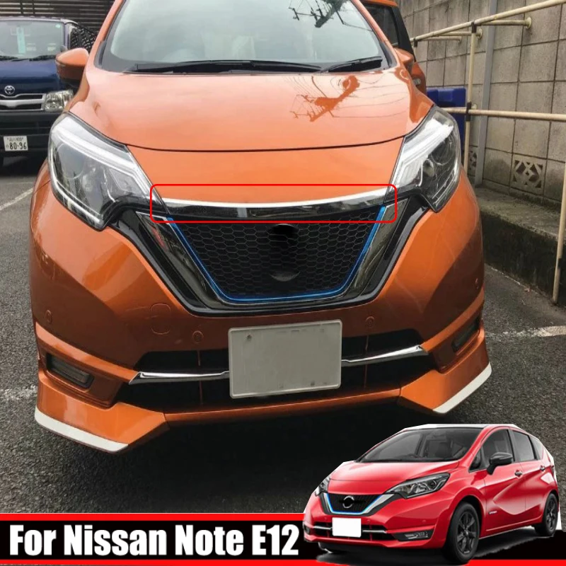 For Nissan Note E12 E-power 2016-2019 ABS chrome Front Grille Grill Hood Engine Cover Trim Exterior decoration Car Accessories