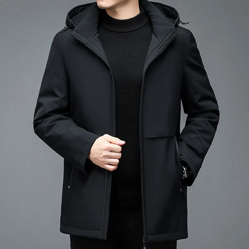 Business and leisure mid length down jacket with detachable inner liner, thick cotton jacket for middle-aged and young people