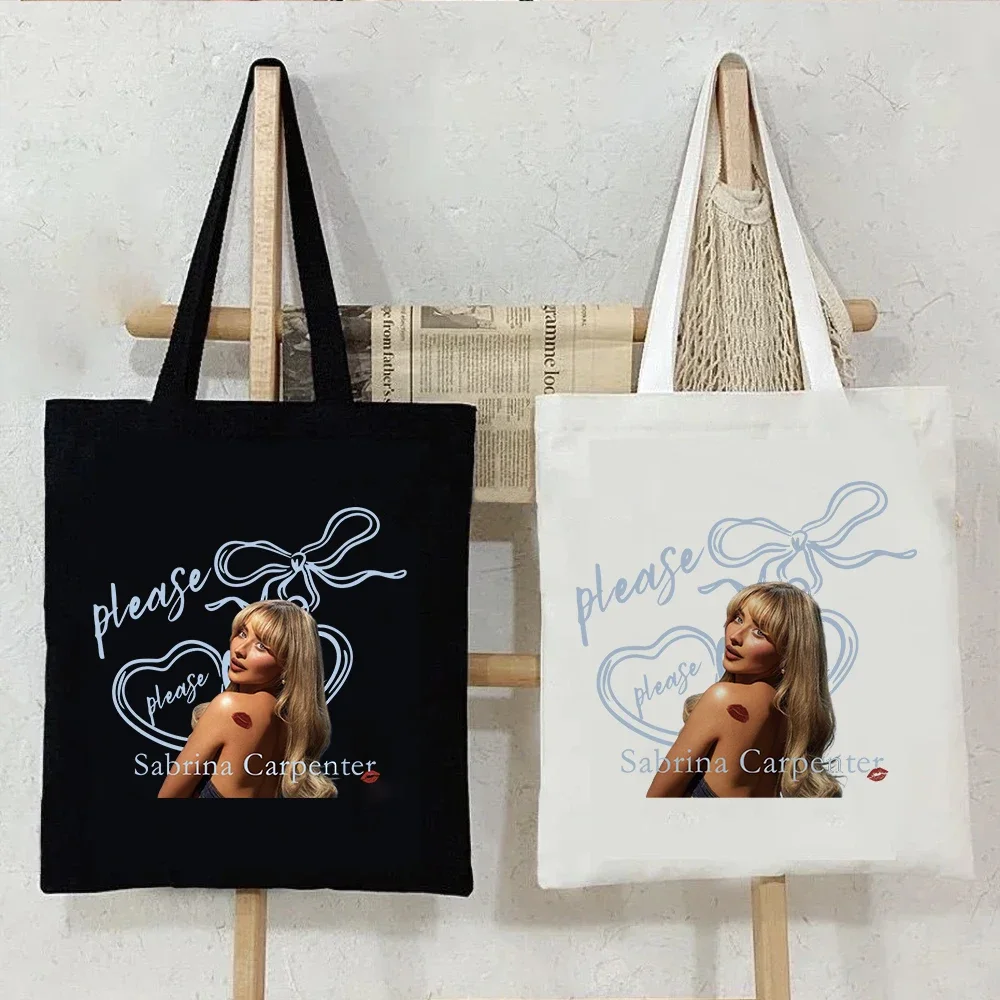 Sabrina Carpenter Short N' Sweet Tour Print Shoulder Bag Women Canvas Tote Bag Large Capacity Casual Shopper Bags Teen Handbag