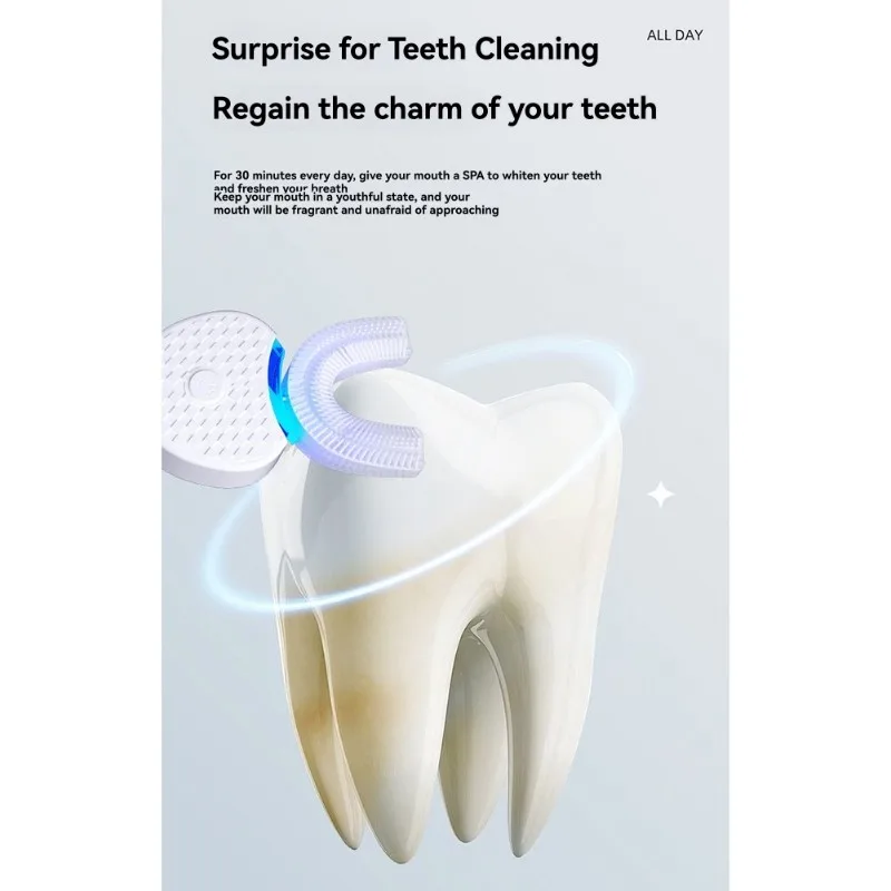 

L73A Электрическая зубная щетка U-образной формы 2025 для взрослых-360 ° Очистка рта, защита десен без помощи рук для отбеливания зубов