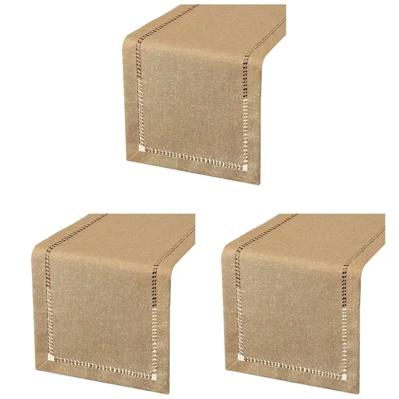 

ABMS-3X Ручная прошивка, дорожки для обеденного стола, шарфы для комода, плетение серебряной нити (темно-бежевый, дорожки для стола 12 х 72)