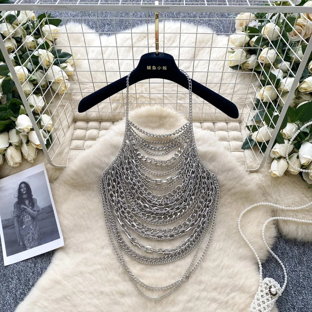 

Sexy Slim Corset chain hollow out Chic Korean Camis Tank Top Fashion Off Shoulder Summer Women Clothing