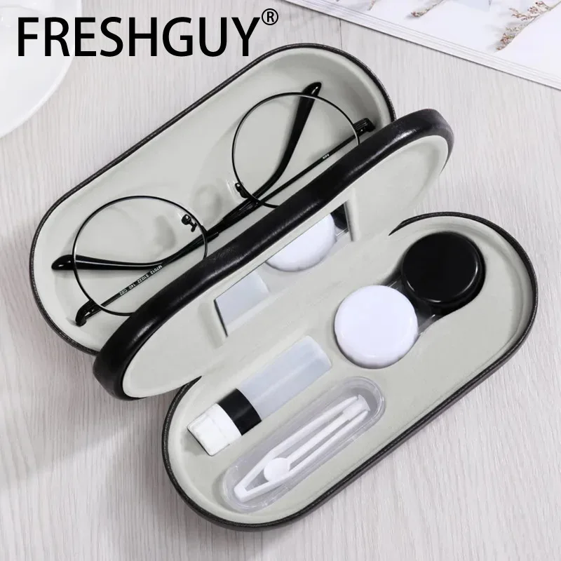 FRESHGUY Double-layer Dual-use Contact Lens Boxes Beauty Contact Partner Box Portable Men Women Glasses Eyewear Accessories