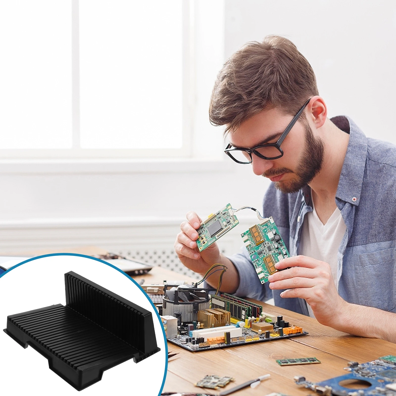 

25-Slot L-Shaped Anti-Static Pcb Rack Plastic Tray Storage Shelf Circuit Board Drying Reusable Sturdy Long Time Use Safe
