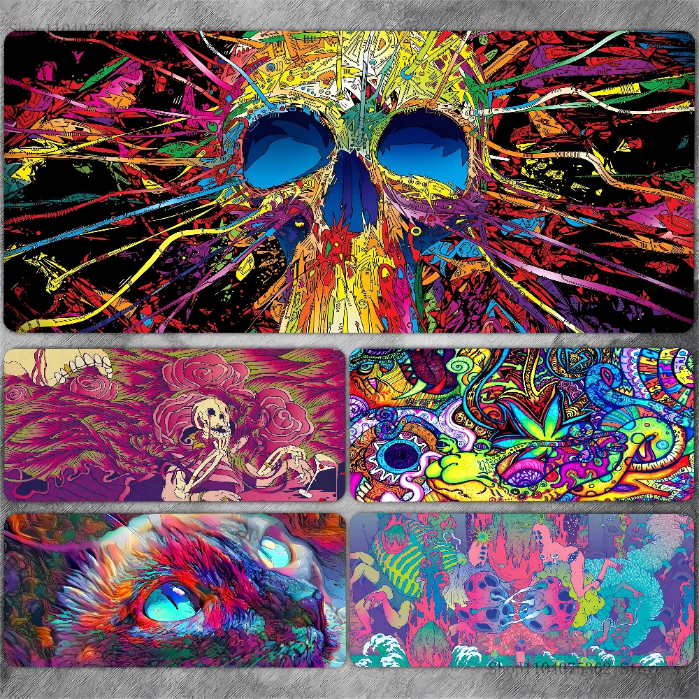 Trippy Psychedelic Weed Mousepad Large Keyboard Desk Mat Gaming Mouse Pad LockEdge Non-slip Mat