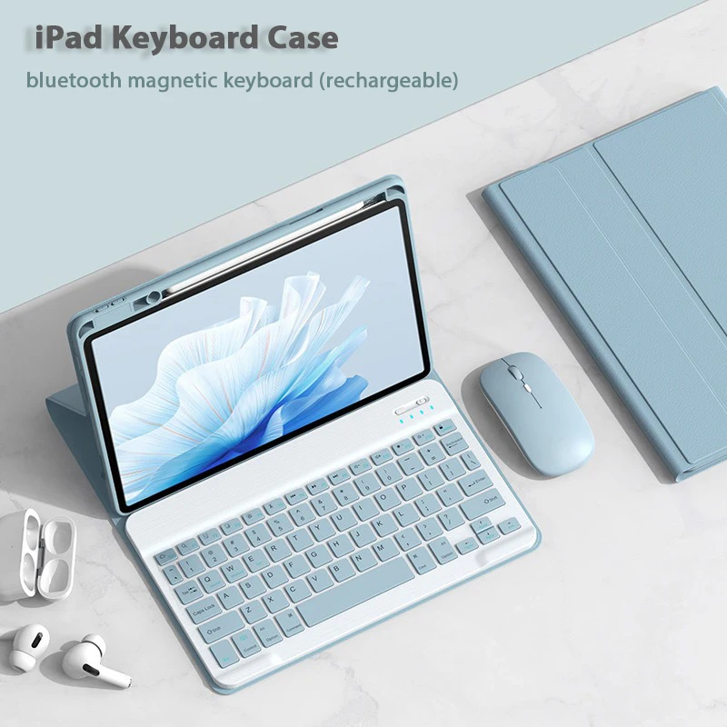 

Case with Pencil Slot for iPad Air 11 2024 10.9 inch Air 5 4 3 Pro 11 Cover 10.2 8 9th Air 3 Pro 10.5 Bluetooth Keyboard Case