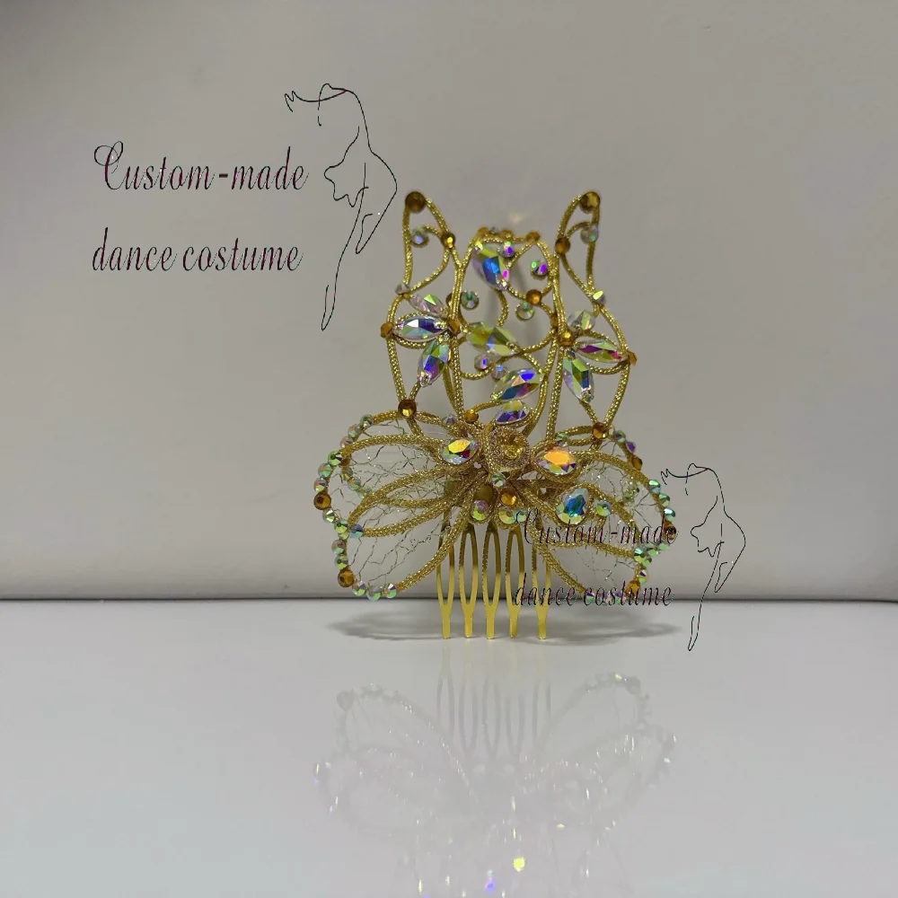 Headpiece de competição de balé, headpiece de variação de carnaval veneziano, pente de cabelo Paquita, feito à mão personalizado