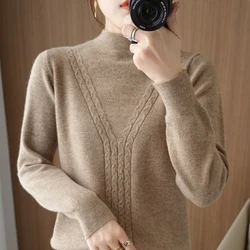 New autumn and winter semi high collar cashmere sweater women's Pullover fashion cashmere sweater women's long sleeve sweater ca