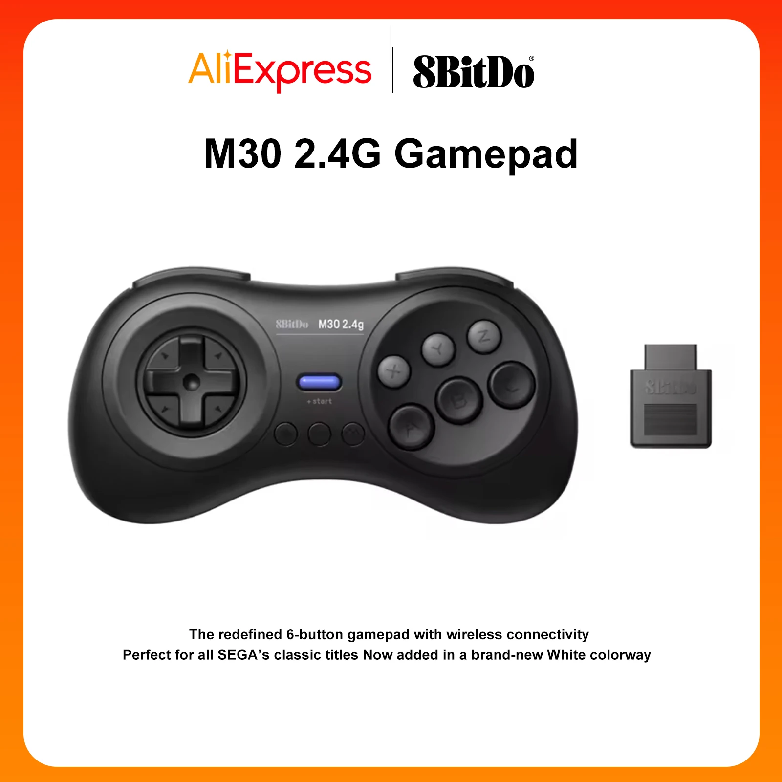 Controlador de mando inalámbrico 8BitDo M30 2,4G para el Original Sega Genesis y Sega Mega Drive-para Control de juego Sega Genesis