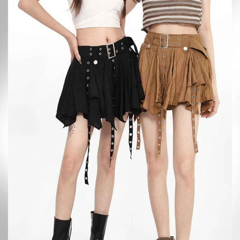 Short Skirts Women Skirt A Line High Waist Slim Fit Sexy Irregular Button Elegant Splice Y2k Streetwear Work Party Summer 2026