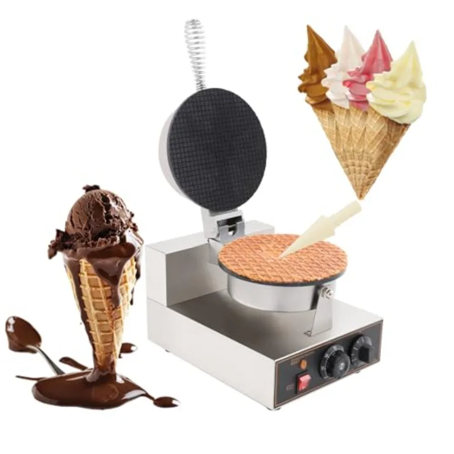 

Electric Ice Cream Cone Waffle Maker Machine 1200W Stainless Steel Nonstick Surface for Commercial Home Use
