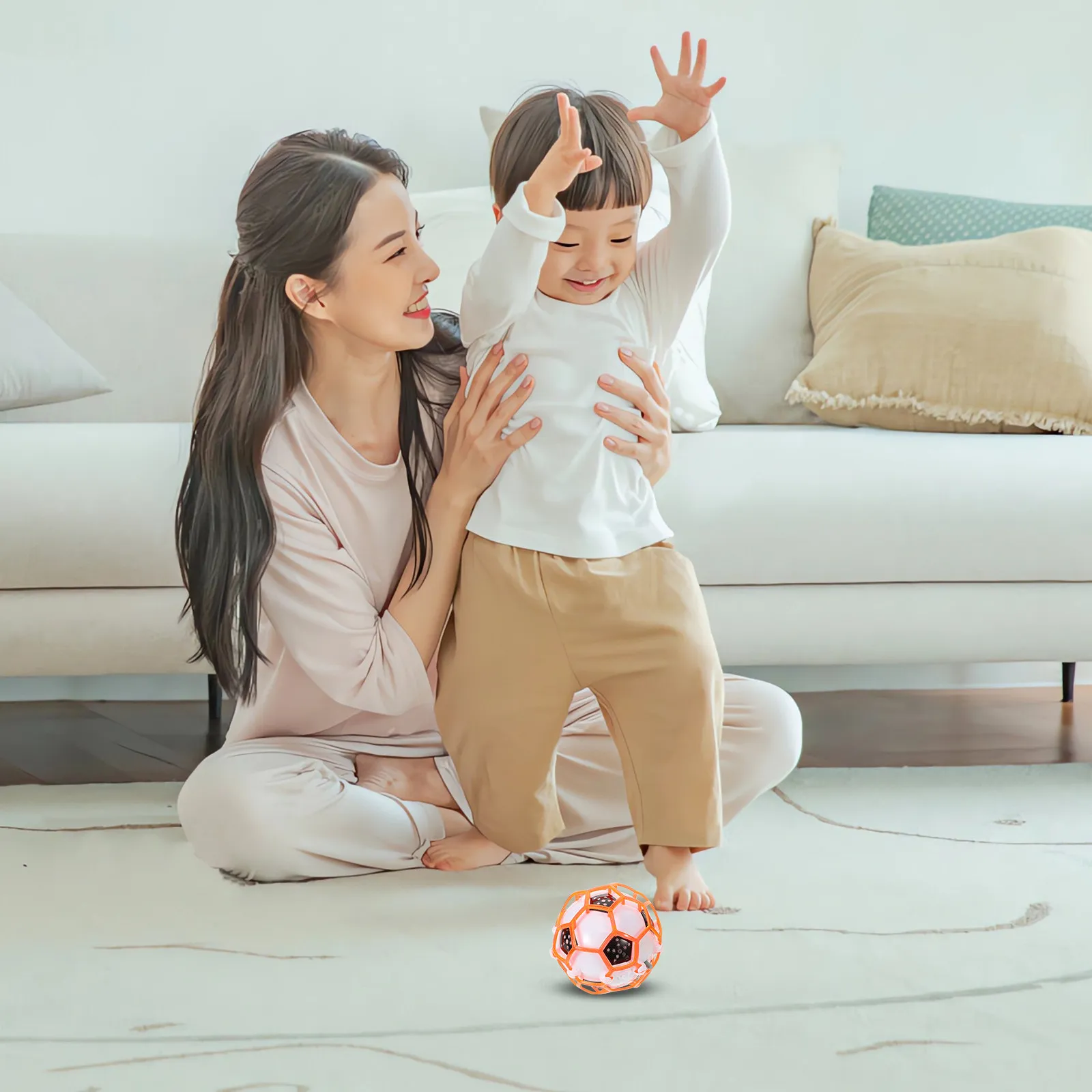 

2Pcs Jumping Ball with Glowing Lights Fun Electric Bouncy Soccer for Childs Rhythm Learning No Required Music Feature