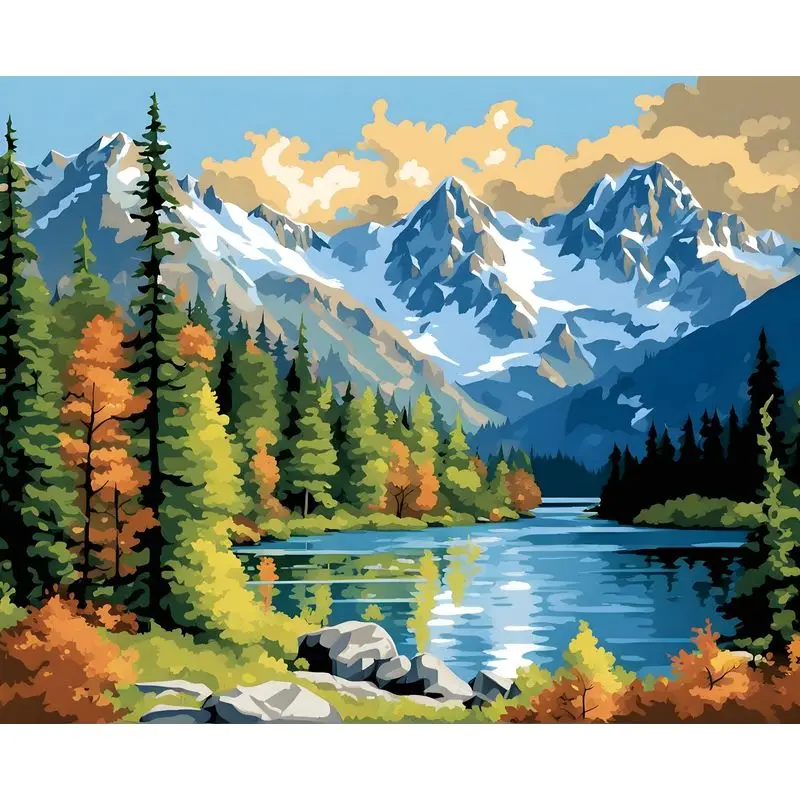 Mountains and rivers painting by numbers kit Mountains and rivers painting by numbers kit