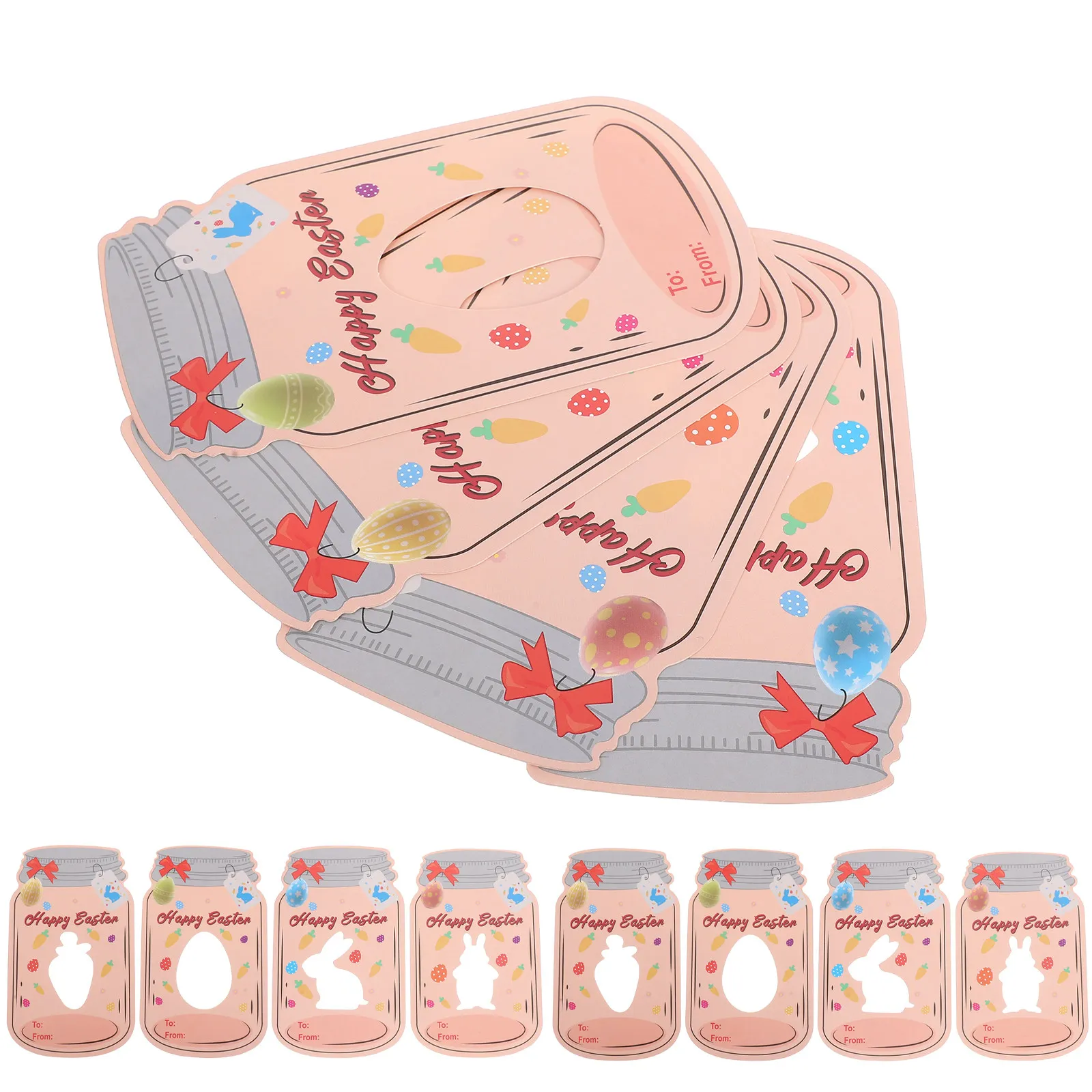 

24Sets Mason Jar Easter Cards Cute Paper Craft with Hollow Design for Kids Classroom Exchange School Party Favors DIY