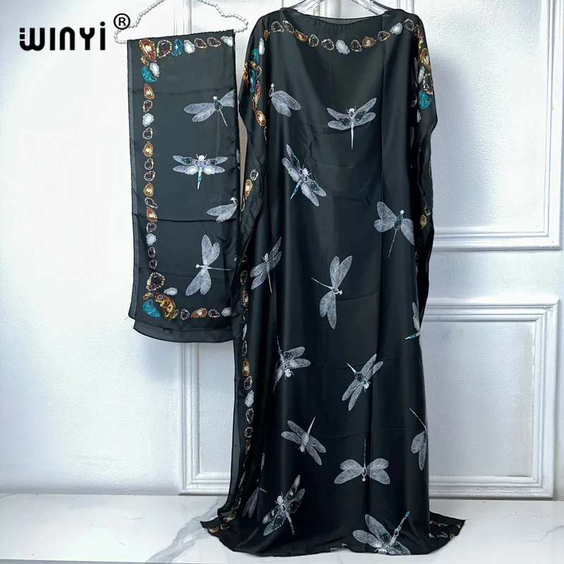 

WINYI muslim african traditional dress for woman abaya dubai luxury 2024 Kaftan robes,Elegant Maxi Length Dress beach cover up