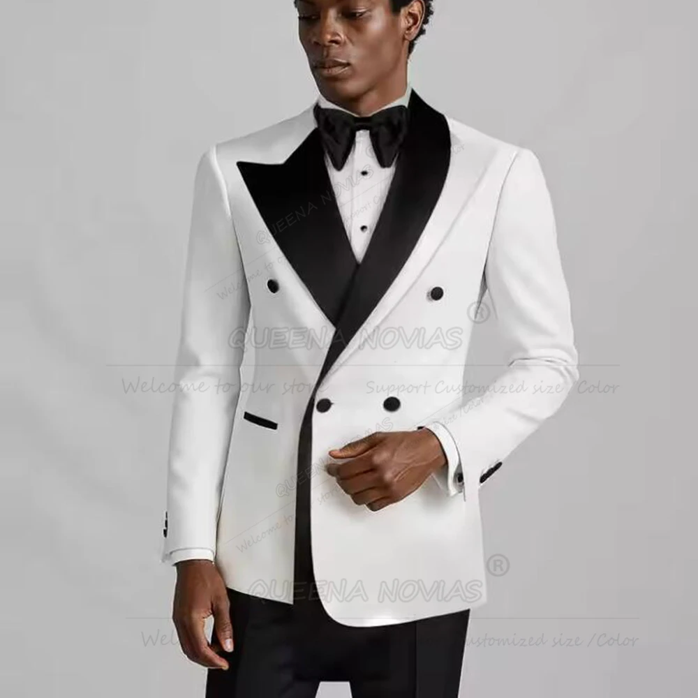 أنيقة تقسم الرجال دعوى الملابس 2 قطعة مجموعة مزدوجة الصدر سترة السراويل نحيل العريس الزفاف البدلات الرسمية مخصصة Terno Masculino #1