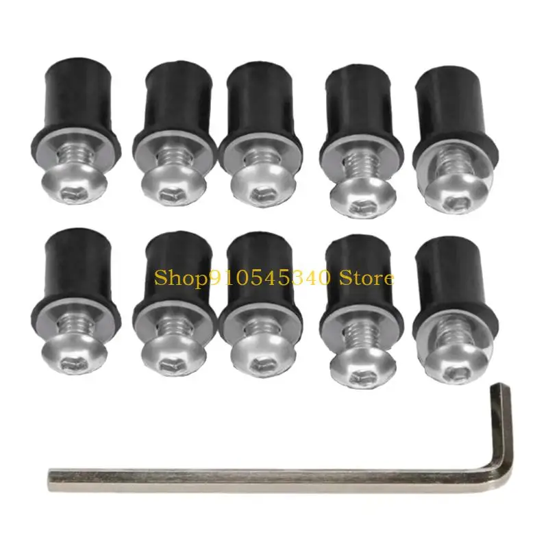 U2JA 10pcs Motorbike Accessories Easy Installation Windshield Mount Aluminum Fastener Kit M5x16mm Windscreen Screw Bolts Nuts
