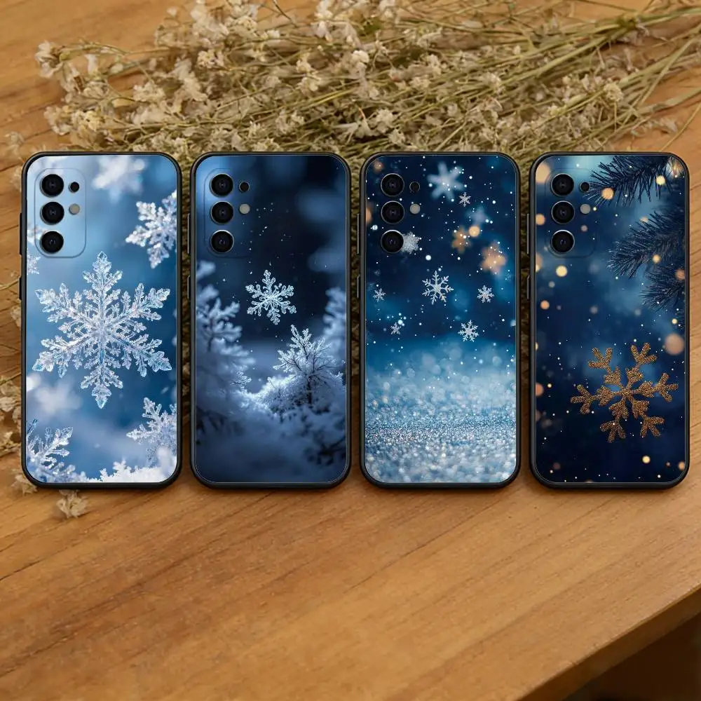 Beautiful Snowflak Phone Case For Samsung S25,S24,S21,S22,S23,S30,Ultra,S20,Plus,Fe,Soft Silicone Black Cover