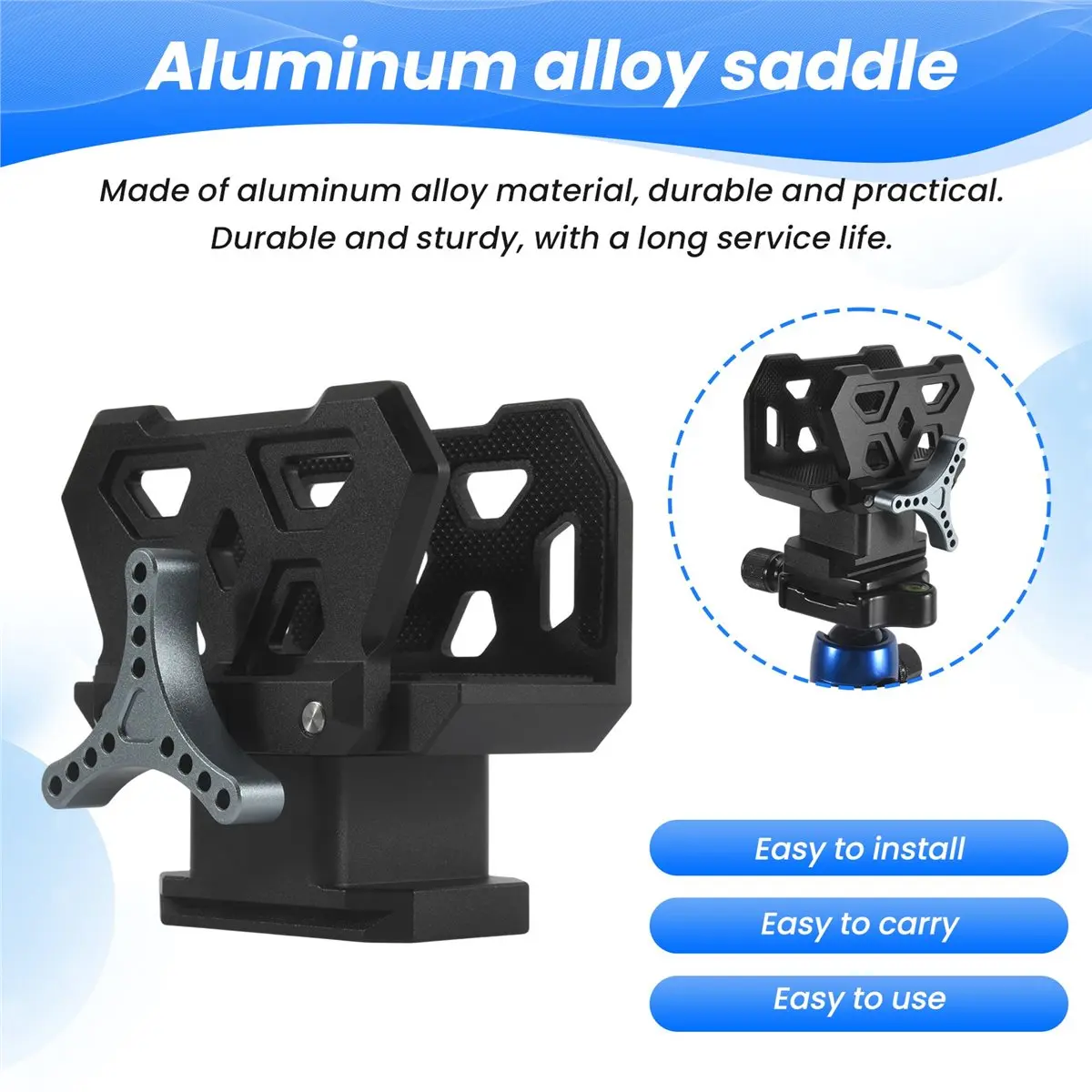 [N88R] Professional Saddle Clamp Adapter Tripod Bracket Vise Clamp Outdoor Bracket Adapts to 3/8 Inch Thread Easy Installation