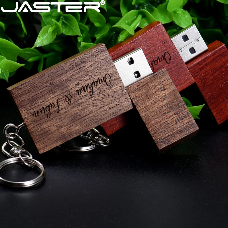 

Деревянный USB-накопитель JASTER с бесплатным логотипом, подарок для свадебной фотосъемки, 32 ГБ, 64 ГБ, карта памяти 16 ГБ, 8 ГБ, Подарочный Брелок, персонализированный