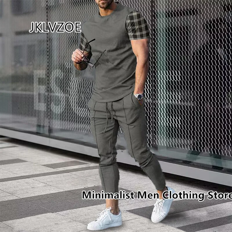 2 Stück Set Outfits Herren hose Trainings anzug 3d gedruckt Sommer Jogger Sportswear Kurzarm T-Shirt lange Hosen Straßen kleidung