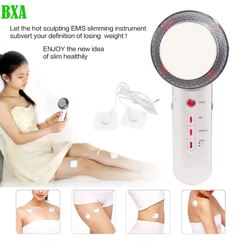 3 IN 1 EMS Ultrasound Cavitation Body Slimming Massager EMS Micro Current Weight Loss Far Infrared Facial Lifting Beauty Device