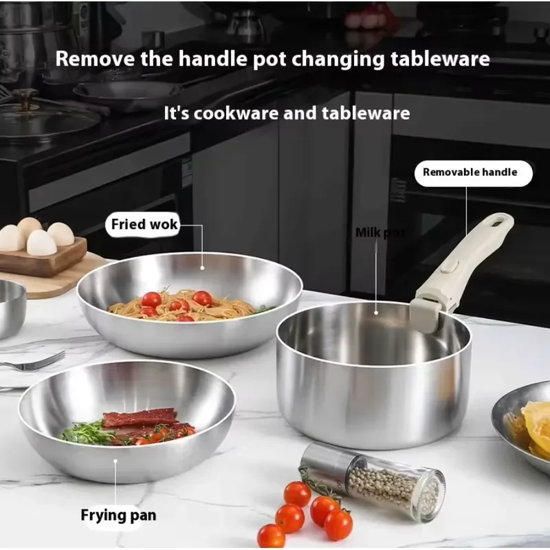 Classic 304/316 Stainless Steel Cookware Set Deluxe Non-Toxic Non-Stick Kitchen Utensils 2-3mm Thick Pans Gas/Induction