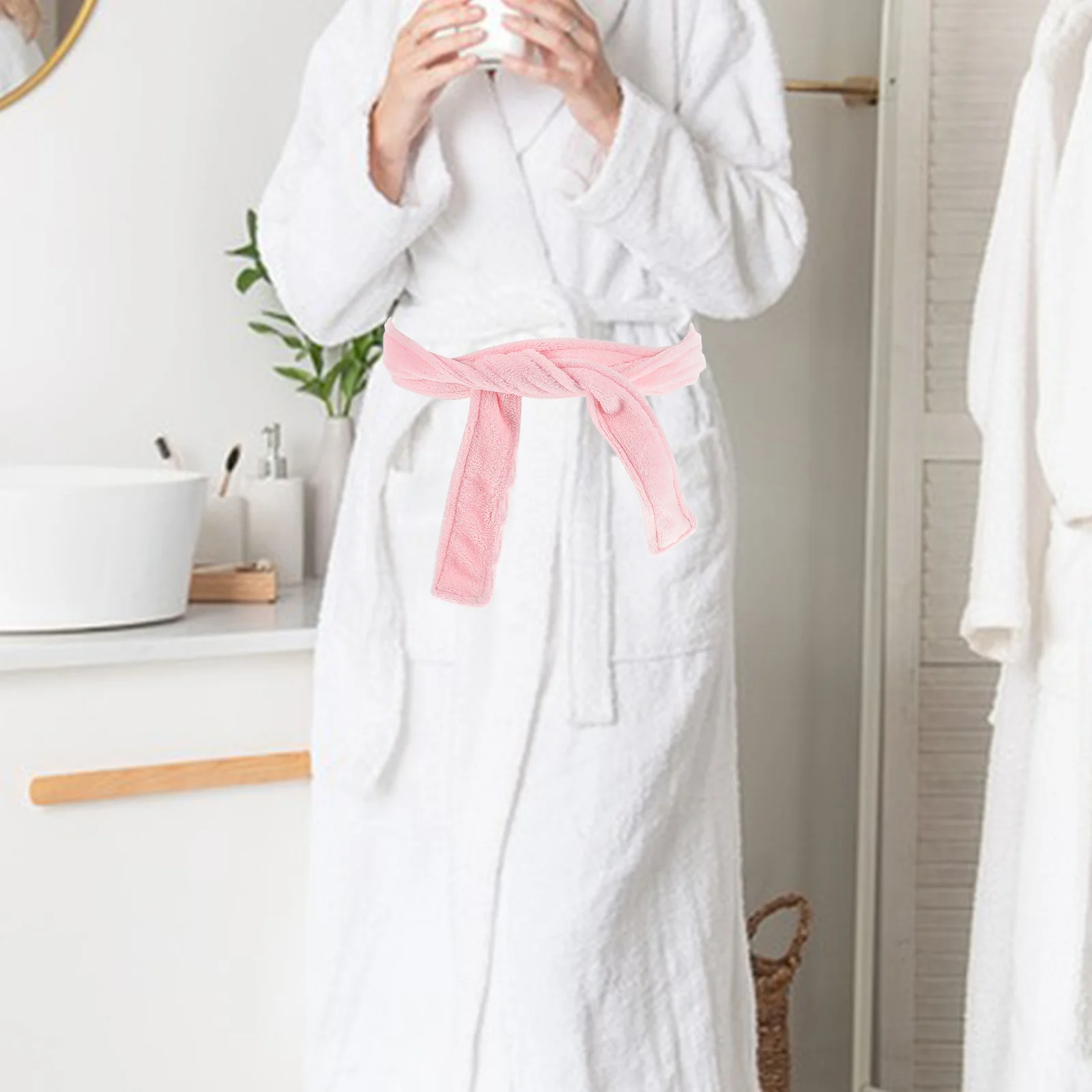 2 قطعة رداء حمام من الفلانيل الناعم للرجال والنساء رداء مريح حزام الخصر استبدال فندق سبا السفر المنزل استخدام حبل سميك دائم