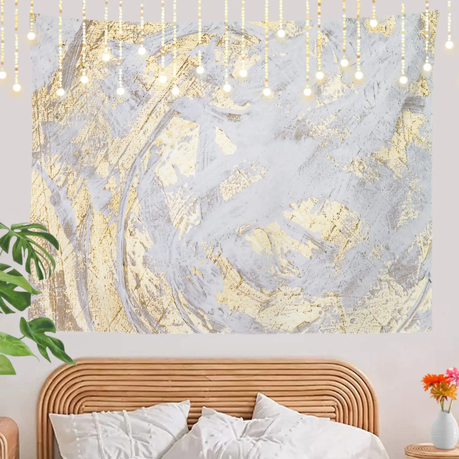 

Marble Tapestry Abstract Golden Cracked Lines Marbled Texture Tapestries Wall Decor for Kids Bedroom Living Room Hippie Party