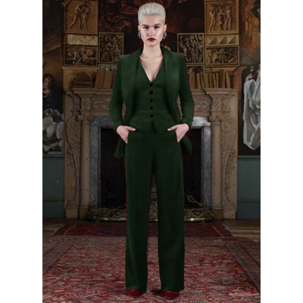 Women's Three Piece Suit Velvet Single Breasted Elegant Women's Pants Suits Female Suits Set Formal New in Matching Groups Sets