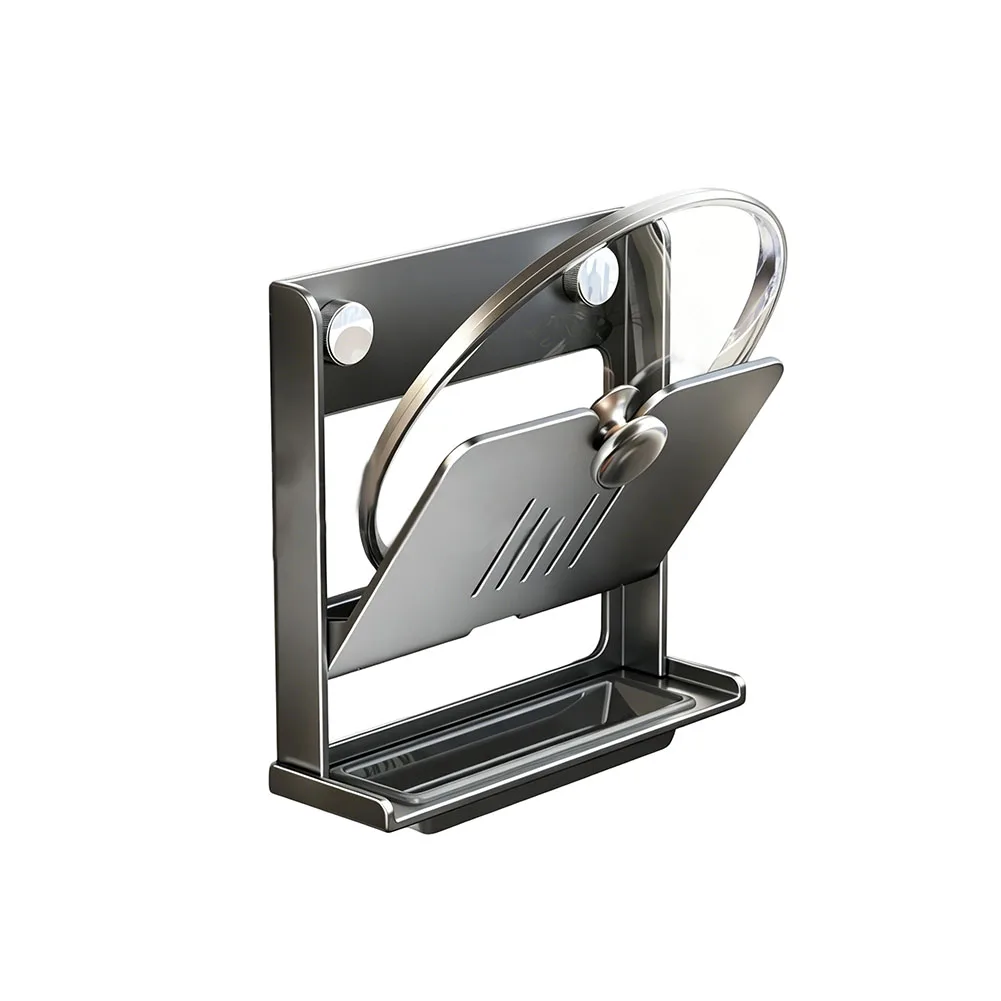 Suction Cup Mounted Kitchen Rack for Pot Lids and Cookware Covers Space Conscious Design for Urban and Compact Kitchens