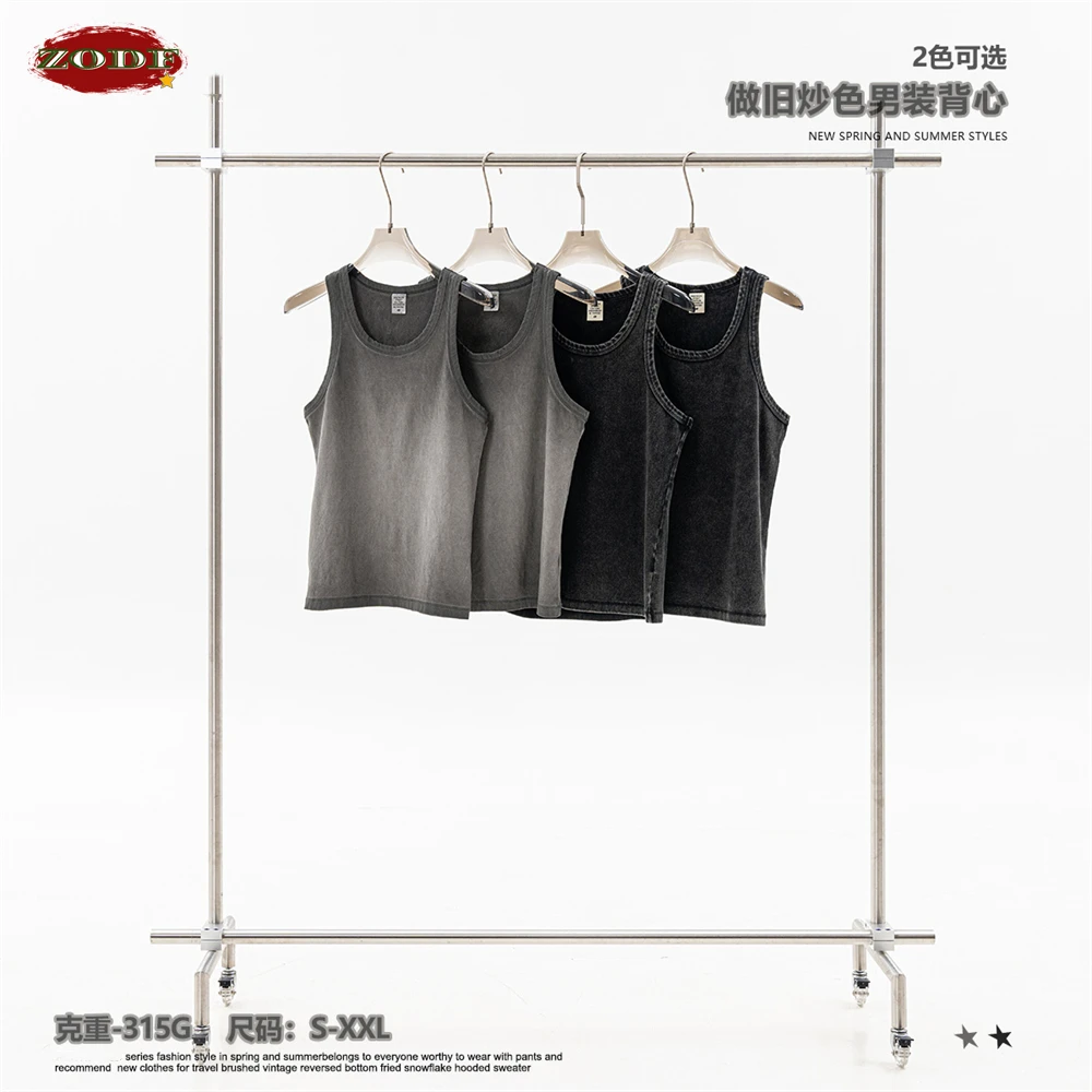 ZODF Retro 2025 Men Summer Washed Tank Tops Unisex Casual 315gsm Sleeveless Tops Sport TEE Vest Streetwears HY0980