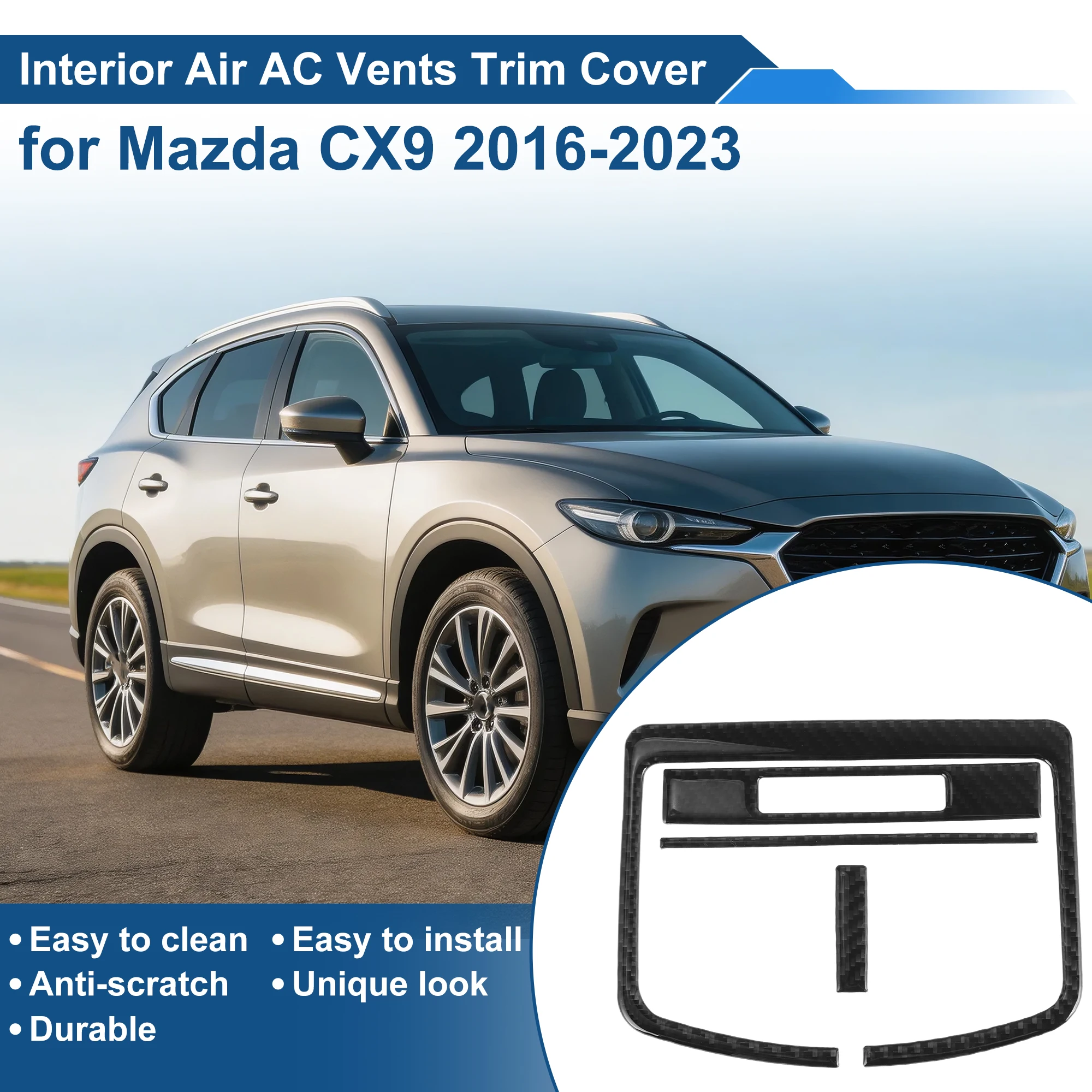 UXCELL for AC Vent Trim Frame for Mazda CX9 16-23 Rear Row Vent Sticker