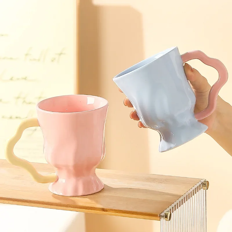 Contrast Color Ceramic Stemware Mug Beer Cup Funny Coffee Mug Unusual Mugs Coffee Cups Drinkware Personalized Gift Cup for Tea