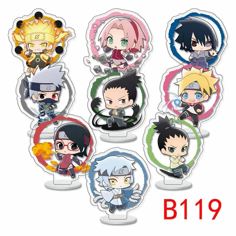 9PCS/SET Anime Uzumaki Naruto Akatsuki Bijuu Uchiha Itachi Sasori Cosplay Acrylic Figure Stand Model Plate Desk Decor Gift