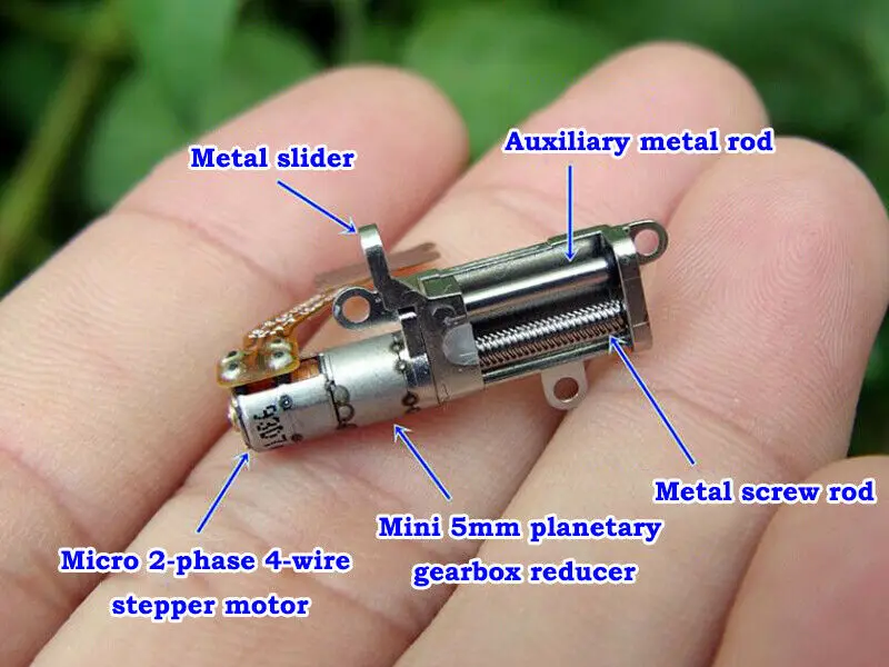 Mini 5mm Precious Planetary Gearbox Gear Stepper Motor 2-phase 4-wire  Inear Screw Slider Block with Precision Ball Bearing