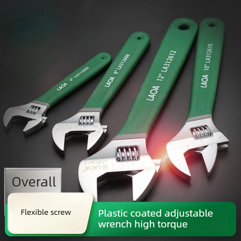 Industrial 6 8 10 12 Inch Anti Slip Adjustable Wrenches Rubber Coated Tools