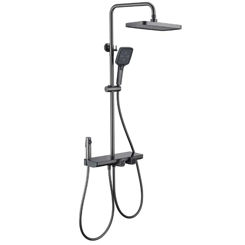 Factory Direct Copper Shower Set | Multi-Function Shower Head Rain Soft Spray | Dual Handle Wall Mount Modern Shower Set