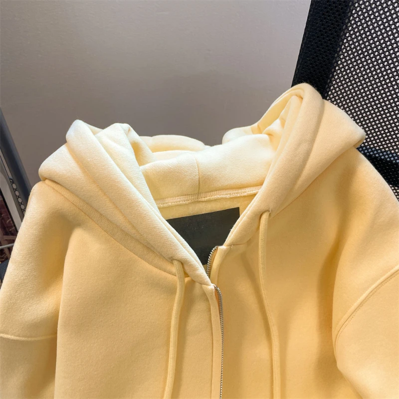 Spring Autumn Thin Solid Color Outerwear Korean Style Oversized Hooded Cardigans Female Casual All-Matched Sweatshirts