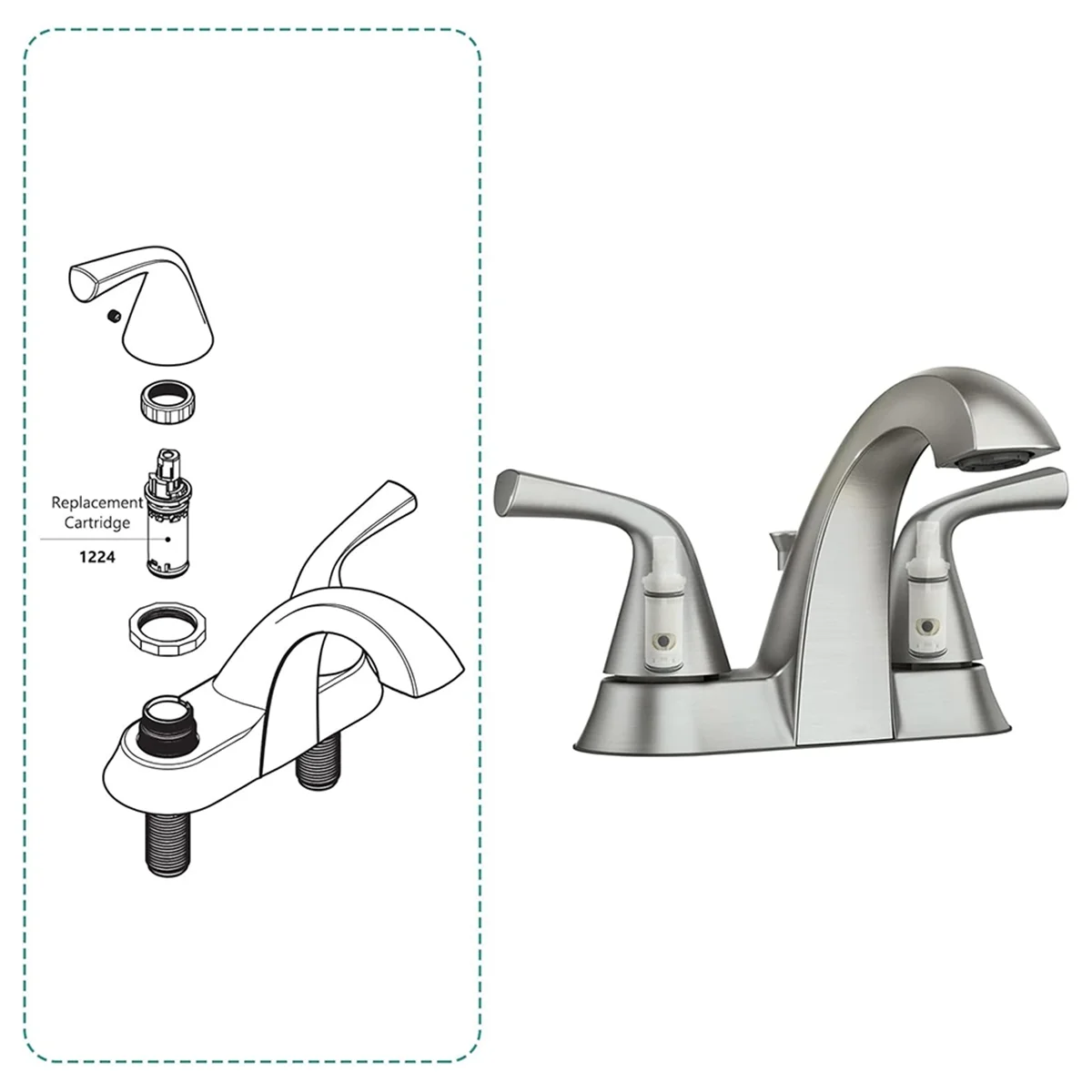 A83Z 2pcs 1224 1224B Faucet Replacement for Two Handle Faucets Replacement Kit Faucets Repair Kit